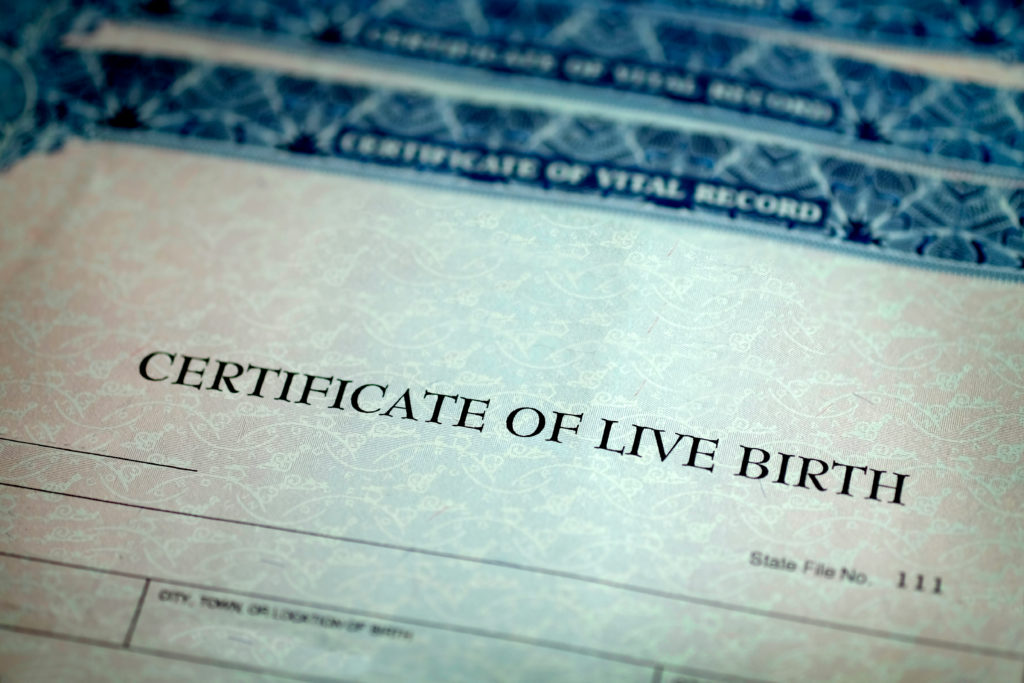 Certificate of live birth